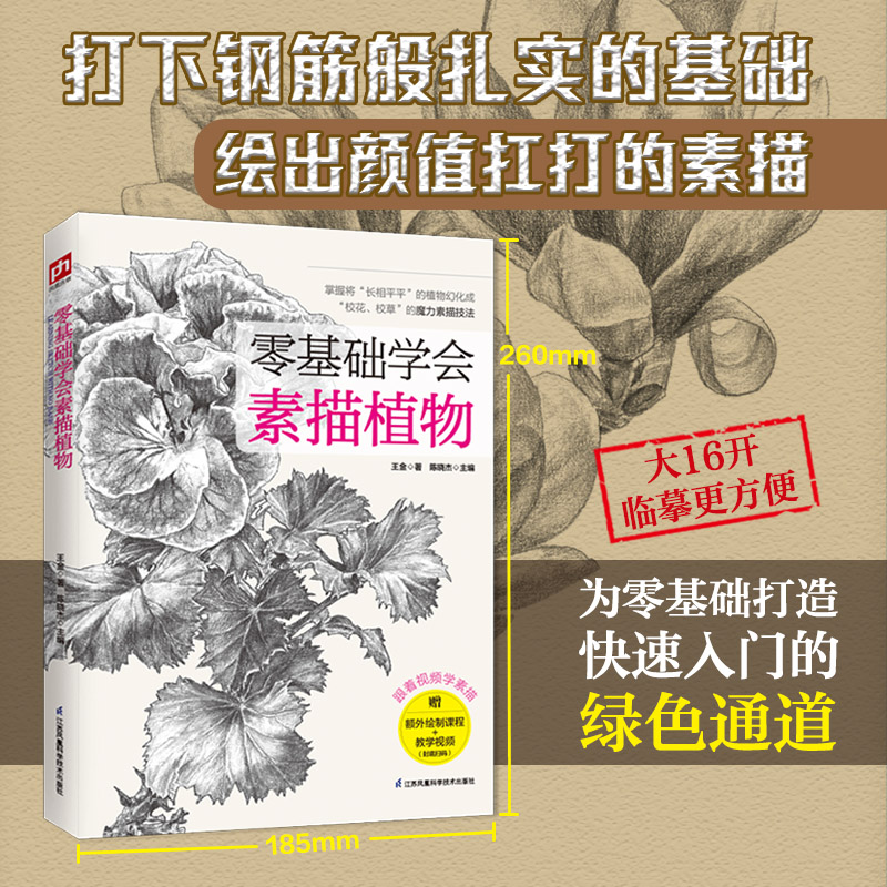  零基础学会素描植物 精选35个唯美案例，让零基础小白稳步提升贴心教学，13个全程绘制视频夯实基础 